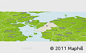 Shaded Relief Panoramic Map of Ejby, physical outside