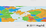 Shaded Relief Panoramic Map of Ejby, political outside