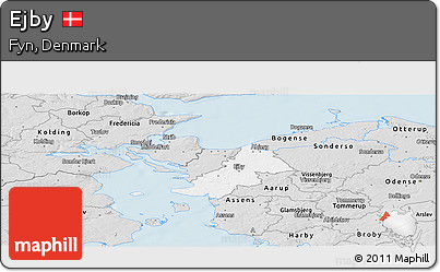Silver Style Panoramic Map of Ejby