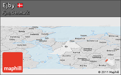 Silver Style Panoramic Map of Ejby