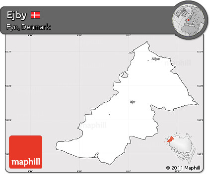 Silver Style Simple Map of Ejby, cropped outside