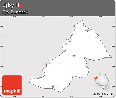 Silver Style Simple Map of Ejby, cropped outside