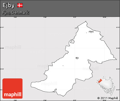 Silver Style Simple Map of Ejby, cropped outside
