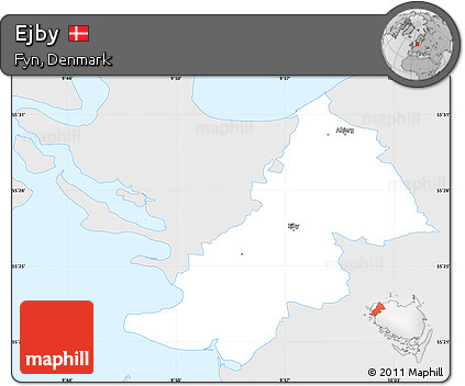 Silver Style Simple Map of Ejby, single color outside