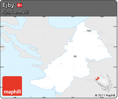 Silver Style Simple Map of Ejby, single color outside