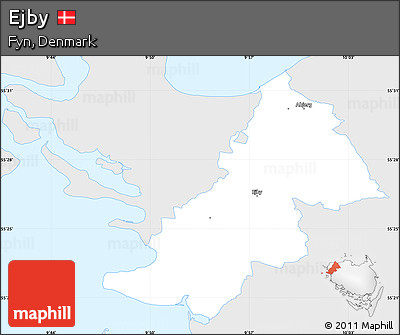 Silver Style Simple Map of Ejby, single color outside