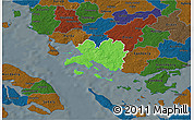Political 3D Map of Faaborg, darken