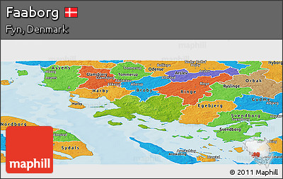 Physical Panoramic Map of Faaborg, political outside