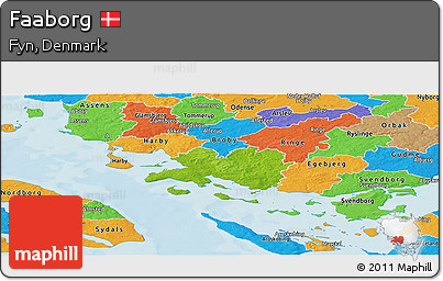 Physical Panoramic Map of Faaborg, political outside