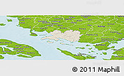 Shaded Relief Panoramic Map of Faaborg, physical outside
