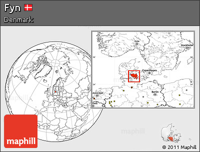 Blank Location Map of Fyn, within the entire country