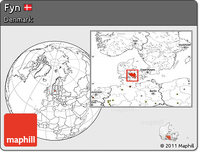 Blank Location Map of Fyn, within the entire country