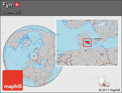 Gray Location Map of Fyn