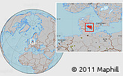 Gray Location Map of Fyn, hill shading