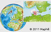 Physical Location Map of Fyn, highlighted country, within the entire country