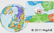 Political Location Map of Fyn, highlighted country