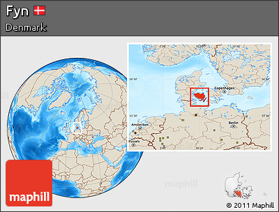 Shaded Relief Location Map of Fyn