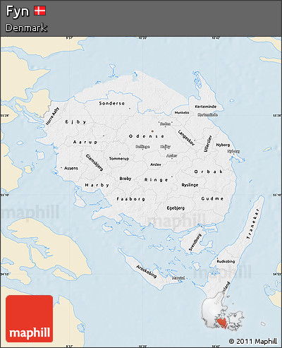 Classic Style Map of Fyn, single color outside