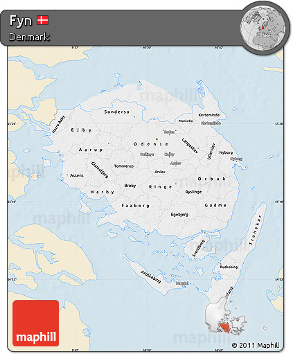 Classic Style Map of Fyn, single color outside