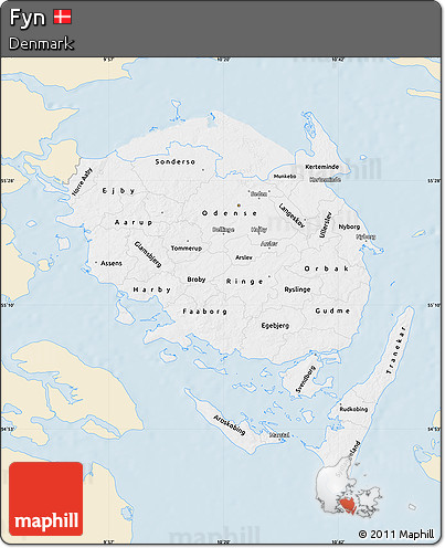 Classic Style Map of Fyn, single color outside