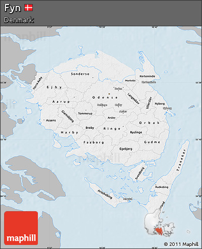 Gray Map of Fyn, single color outside