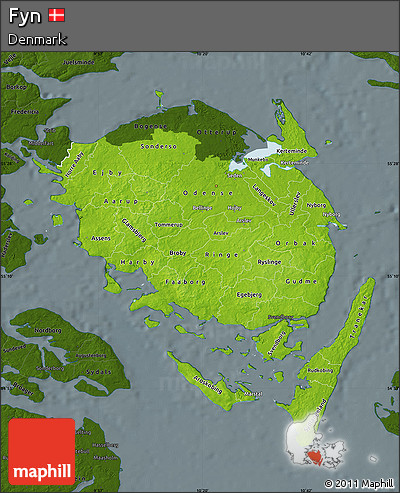 Physical Map of Fyn, darken