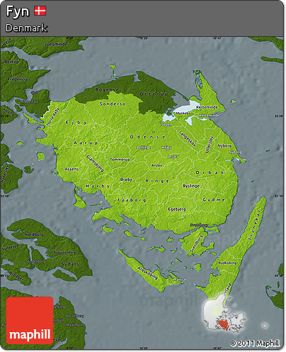 Physical Map of Fyn, darken