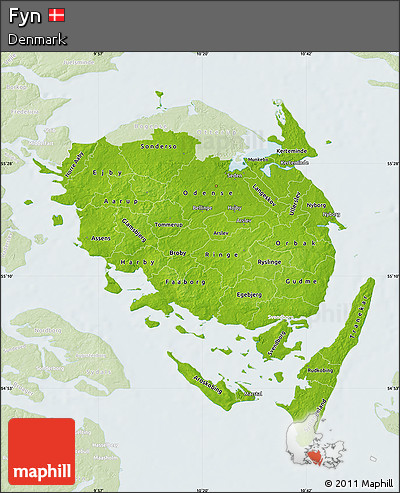 Physical Map of Fyn, lighten