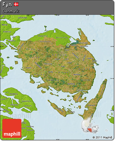 Satellite Map of Fyn, physical outside