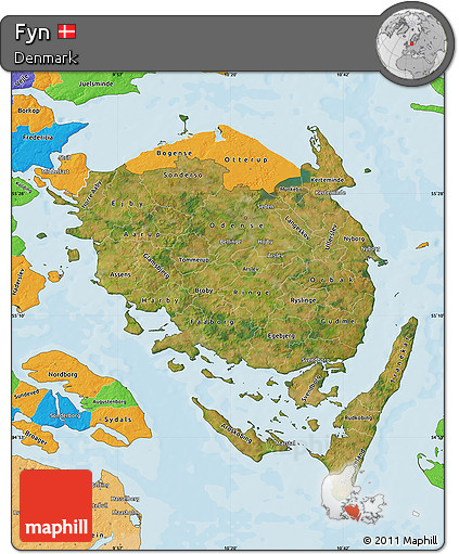 Satellite Map of Fyn, political outside