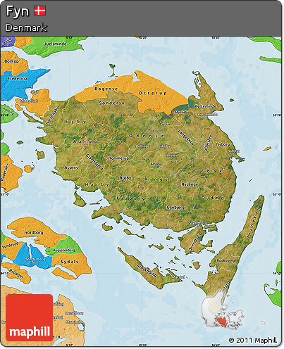 Satellite Map of Fyn, political outside