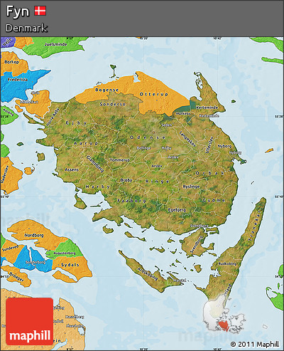 Satellite Map of Fyn, political outside