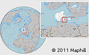 Gray Location Map of Orbak, highlighted country, hill shading