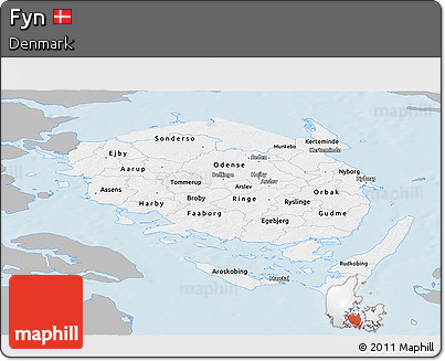 Gray Panoramic Map of Fyn, single color outside