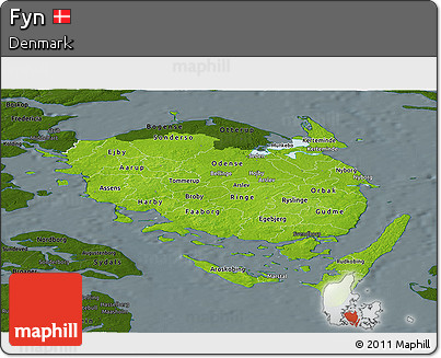 Physical Panoramic Map of Fyn, darken