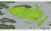 Physical Panoramic Map of Fyn, darken, semi-desaturated