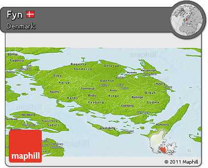 Physical Panoramic Map of Fyn