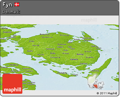 Physical Panoramic Map of Fyn