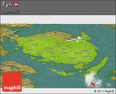 Physical Panoramic Map of Fyn, satellite outside