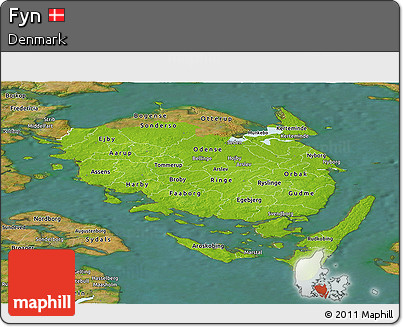 Physical Panoramic Map of Fyn, satellite outside