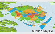 Political Panoramic Map of Fyn, physical outside