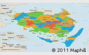 Political Panoramic Map of Fyn, shaded relief outside