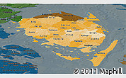 Political Shades Panoramic Map of Fyn, darken