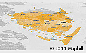 Political Shades Panoramic Map of Fyn, lighten, desaturated