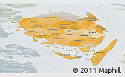 Political Shades Panoramic Map of Fyn, lighten, semi-desaturated