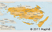 Political Shades Panoramic Map of Fyn, shaded relief outside