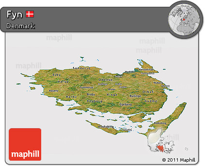 Satellite Panoramic Map of Fyn, cropped outside
