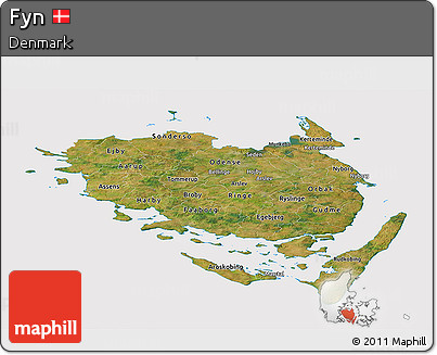 Satellite Panoramic Map of Fyn, cropped outside
