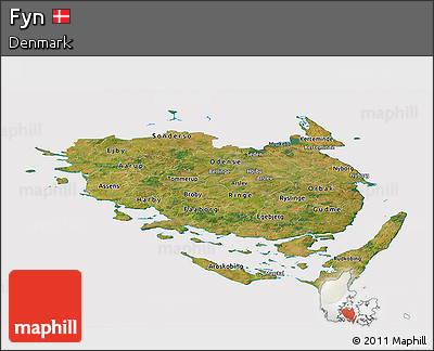 Satellite Panoramic Map of Fyn, cropped outside