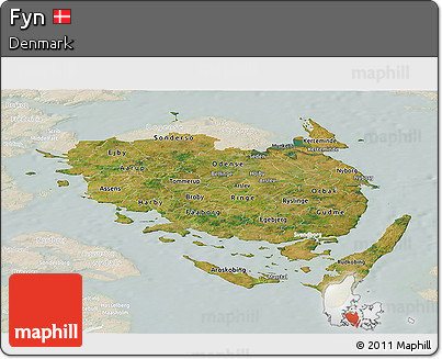 Satellite Panoramic Map of Fyn, lighten